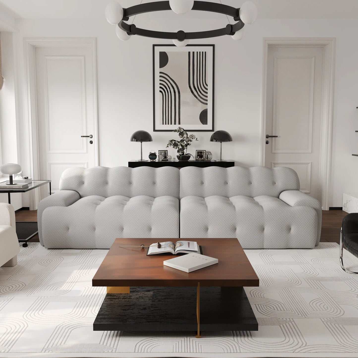 102.4" Oversized Modular Sectional Sofa, 3D Mesh Fabric Curved Loveseat for Living Room - No Assembly Required, multiple colors available