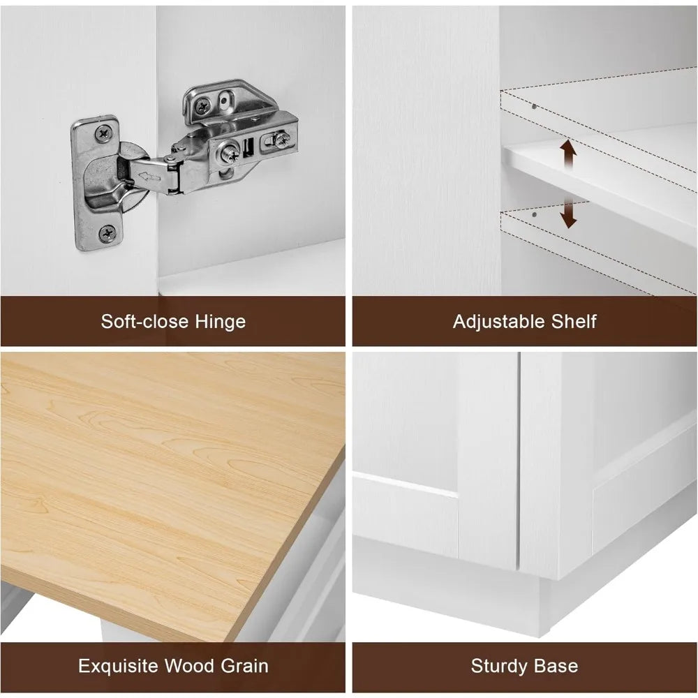 Large Extendable Kitchen Island 83 Inch Power Outlet White