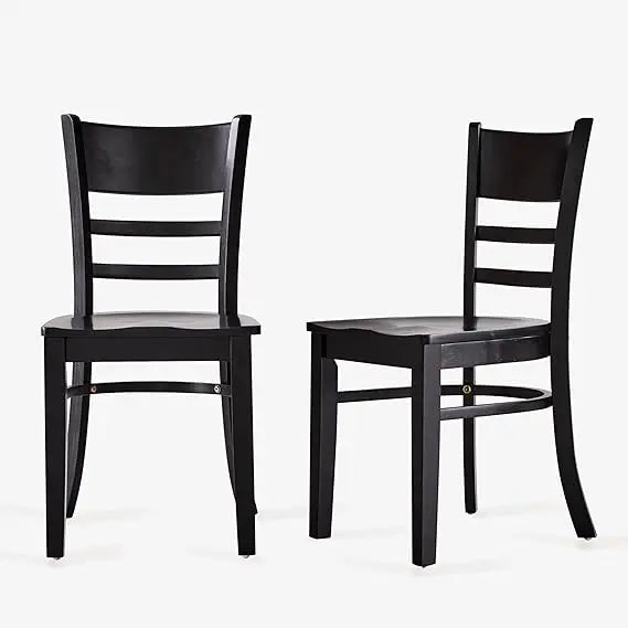Two Tone Malaysian Oak Ladder Back Dining Chairs Set 2