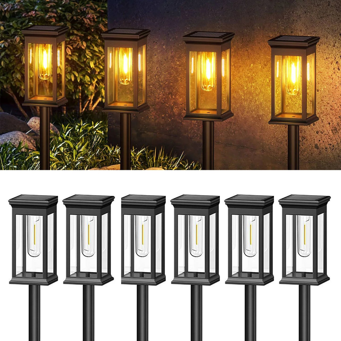 Upgraded Solar Lights 2700K Warm White for Yard Walkway