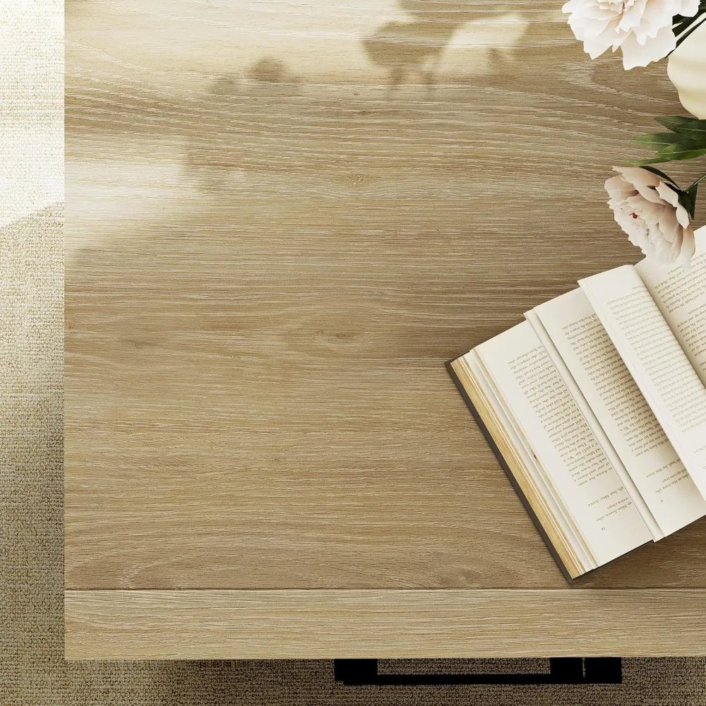 2 Drawer End Table or Nightstand, Hazel Oak, Rustic, Open Shelf