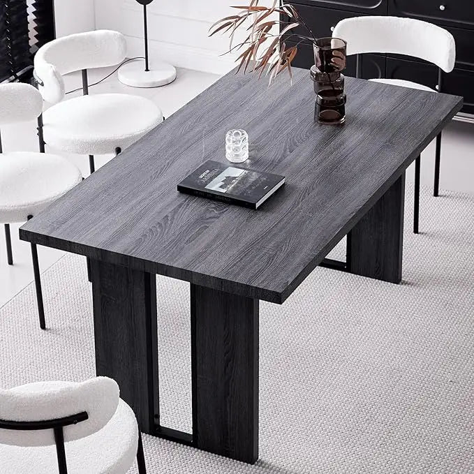 63" Rustic Farmhouse Dining Table With Heavy Duty Legs