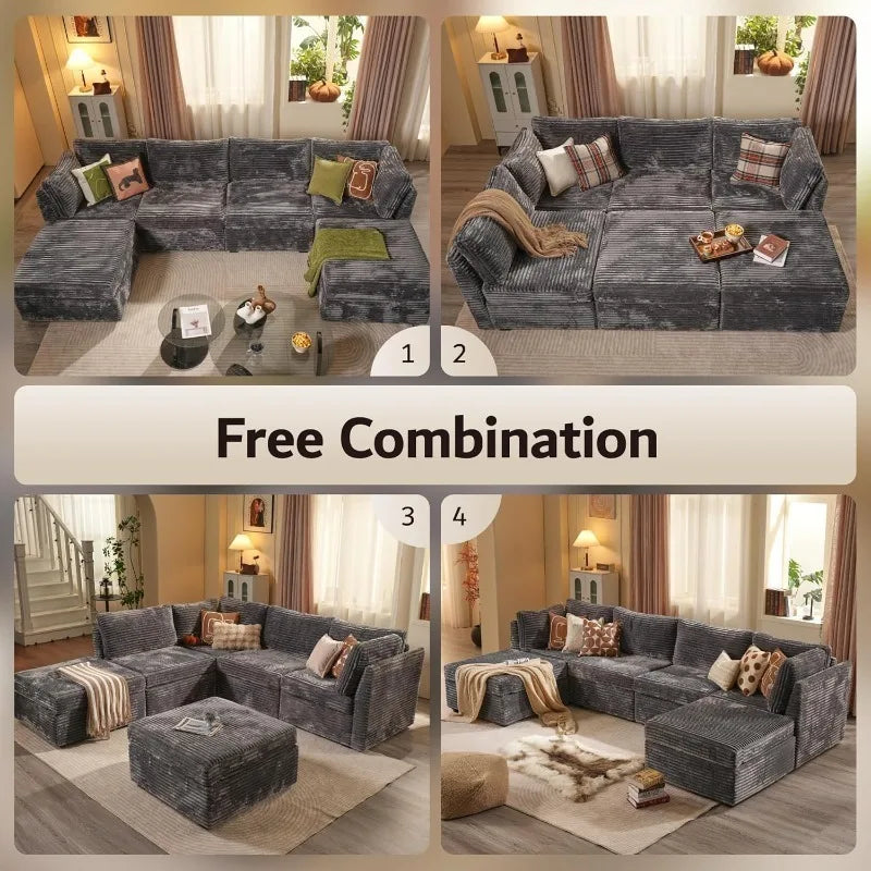 Modular Cloud Couch With Reversible Chaise Sleeper Sofa