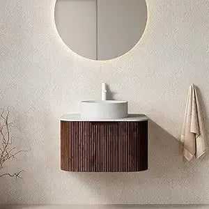 24" Solid Wood Floating Vanity With Sink Modern Cabinet