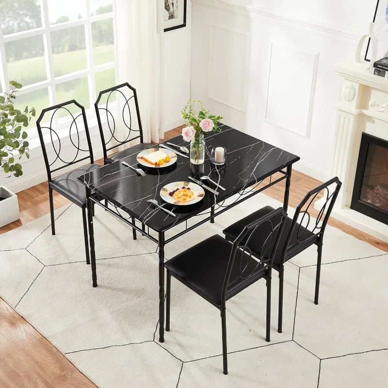 5 Piece Dining Table Set For 4 With Chairs Breakfast Nook