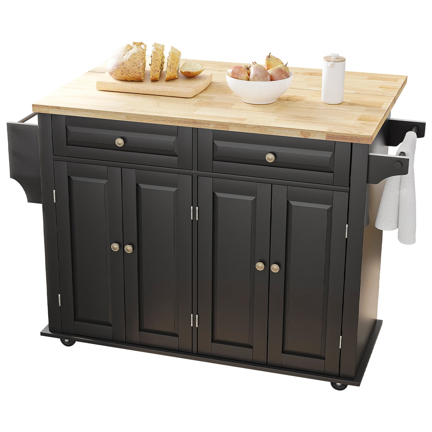 Rolling Kitchen Island With Drop Leaf And Locking Wheels