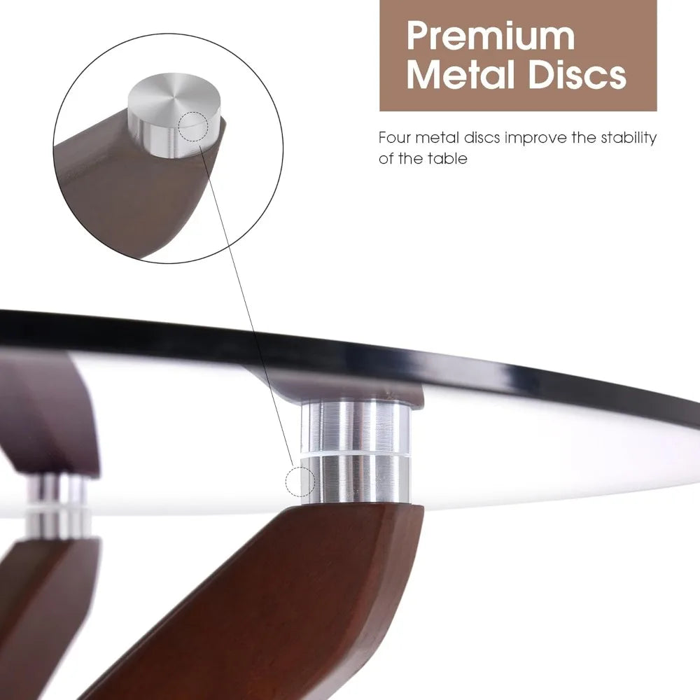 Glass Dining Table For 2 - 4 With Wood Legs Modern