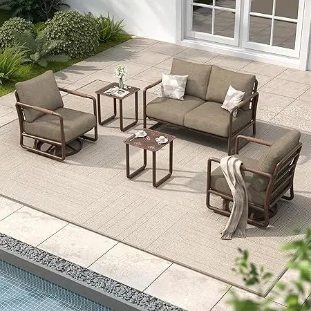 MBY Outdoor Aluminum Patio Set Weatherresistant Four Seat Conversation Furniture