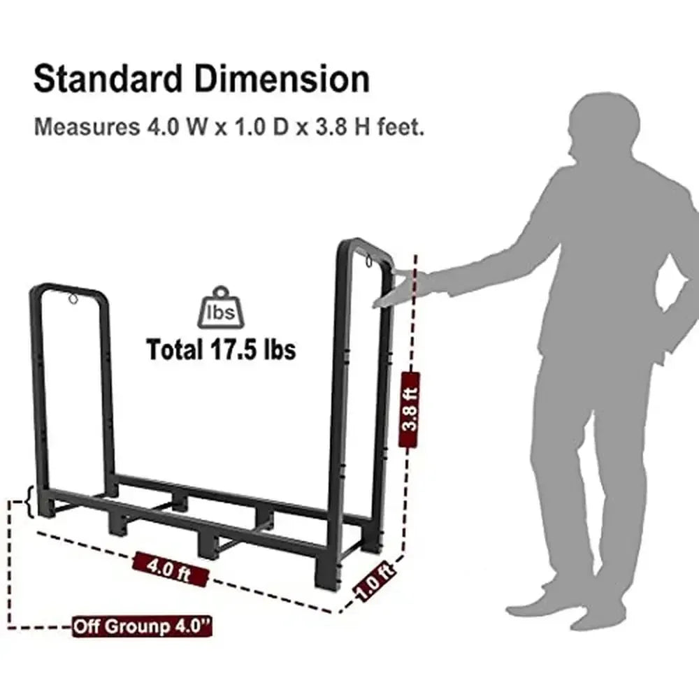 Outdoor Firewood Rack 4ft Heavy Duty Metal Log Holder