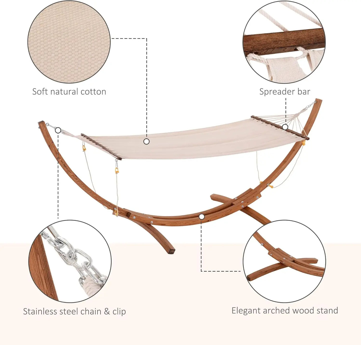 10 Foot Wooden Outdoor Hammock With Stand Rainbow Bed White