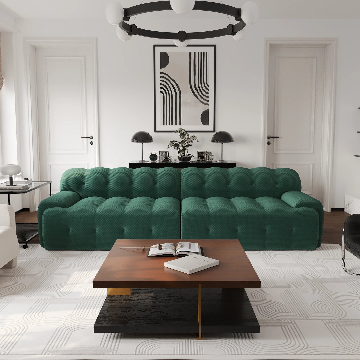 102.4" Oversized Modular Sectional Sofa, 3D Mesh Fabric Curved Loveseat for Living Room - No Assembly Required, multiple colors available