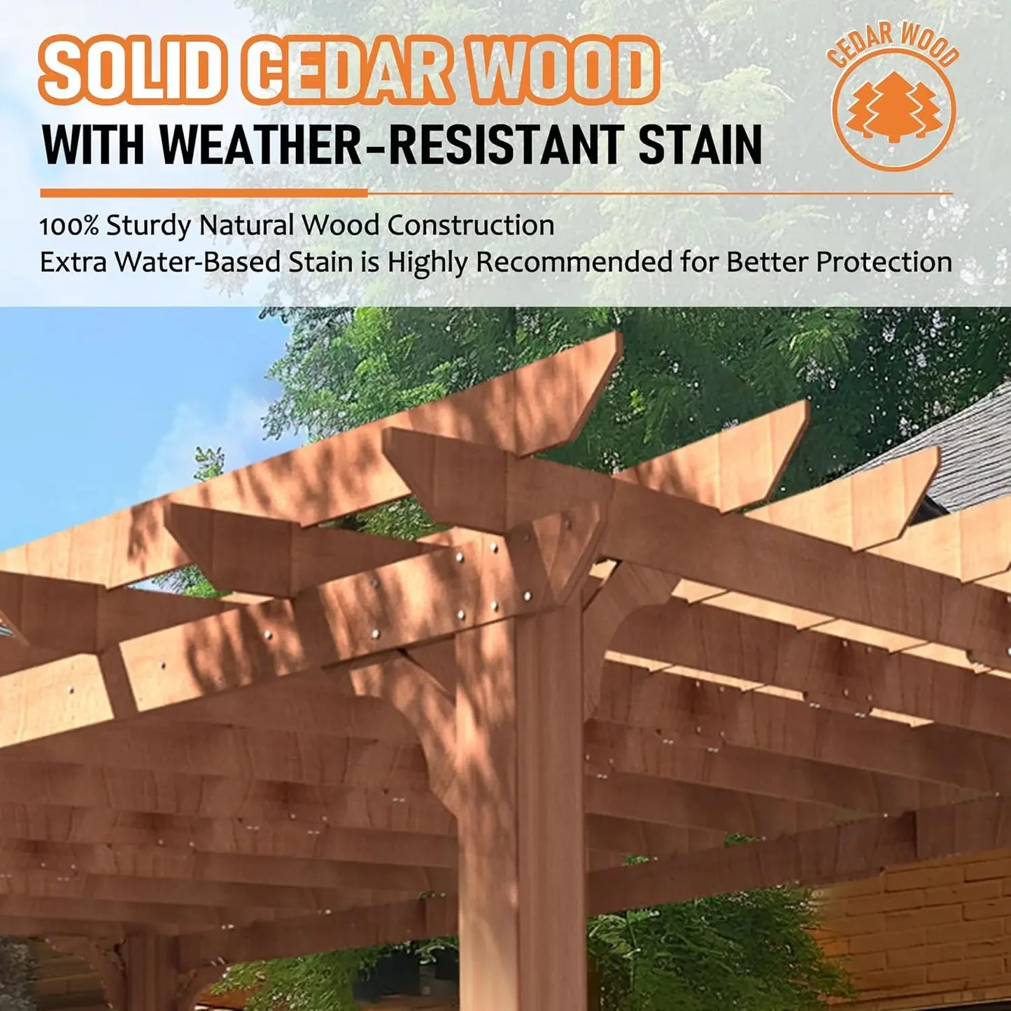 Cedar Wood Pergola 12x16 Ft Flat Roof Gazebo Outdoor Shelter