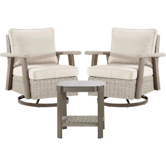 3 Piece Patio Set With High Back Rattan Glider Chairs