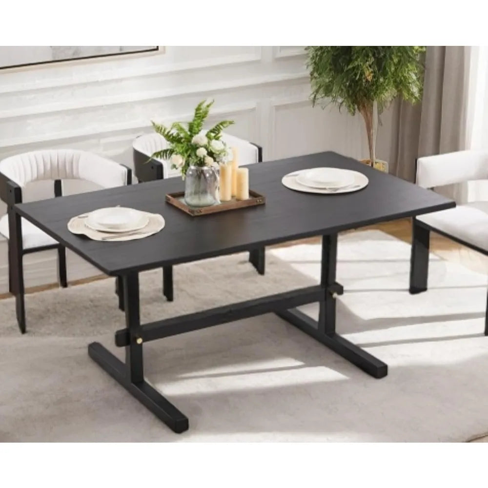 Black Rustic Farmhouse Dining Table 63 Inch For Six People