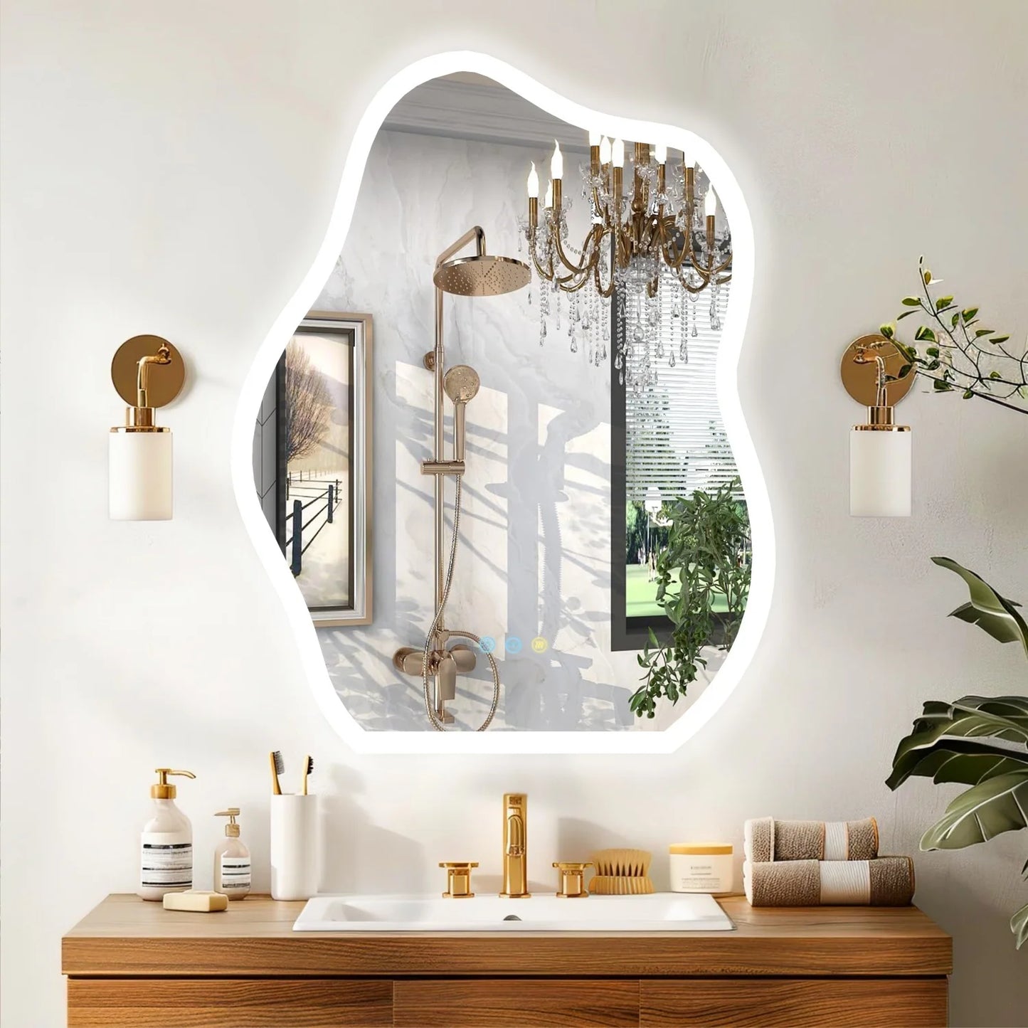 Irregular LED Backlit Vanity Mirror For Bathroom - 23.62" x 31.49" (600x800mm)