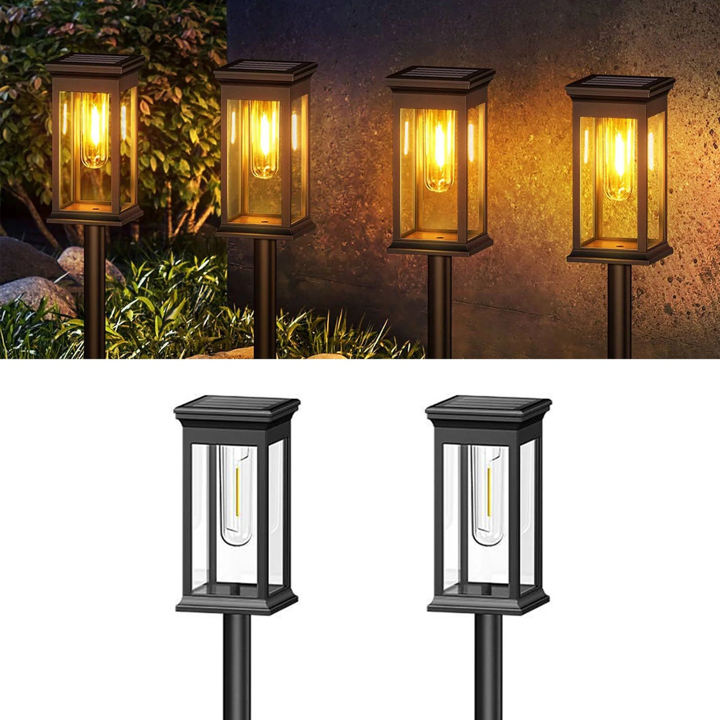 Upgraded Solar Lights 2700K Warm White for Yard Walkway