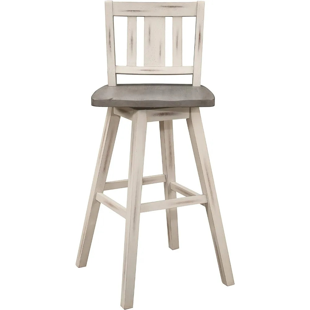 Swivel Bar Height Stools Set of 2 Modern Solid Wood Backs