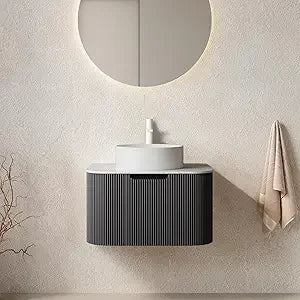 24" Solid Wood Floating Vanity With Sink Modern Cabinet