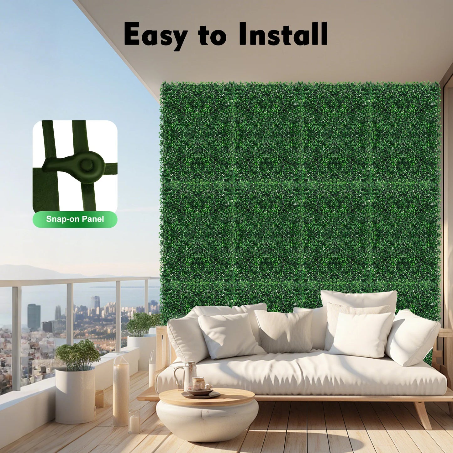 Artificial Grass Wall Hedge Panels 12 Pack 60x40cm Waterproof Decor