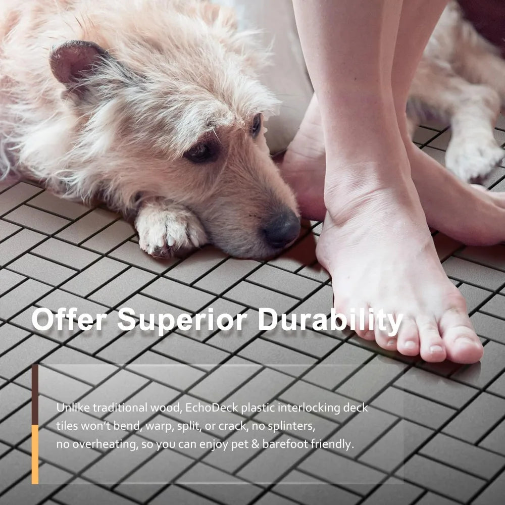 Interlocking Patio Deck Tiles 12x12 Outdoor Weather Resistant 44 Pieces