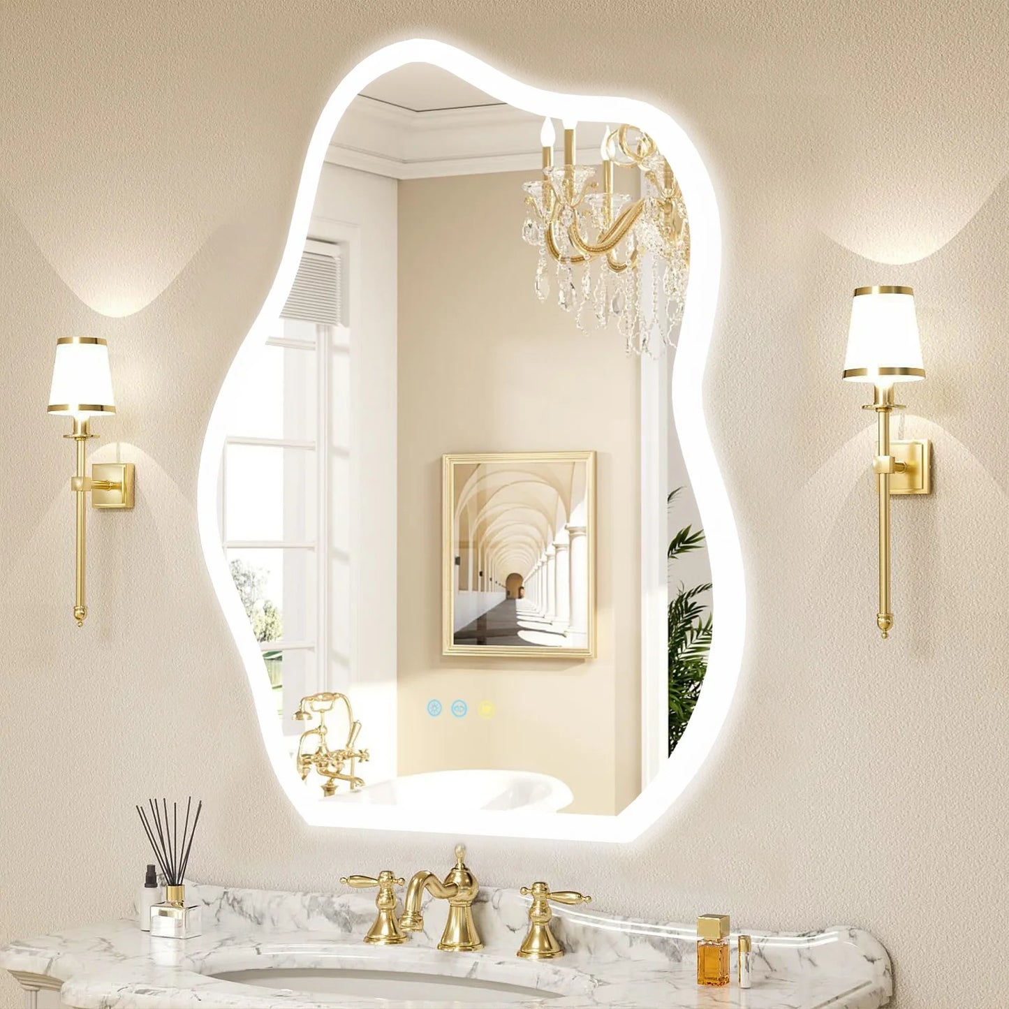 Irregular LED Backlit Vanity Mirror For Bathroom - 23.62" x 31.49" (600x800mm)