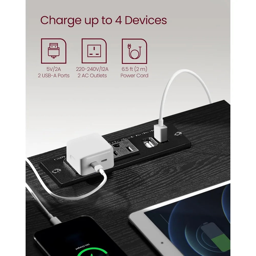 Nightstands, Set of 2 with Charging Station and USB Ports