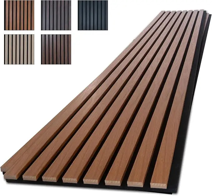 Dark Walnut Wood Slat Wall Panels Acoustic Noise Cancelling