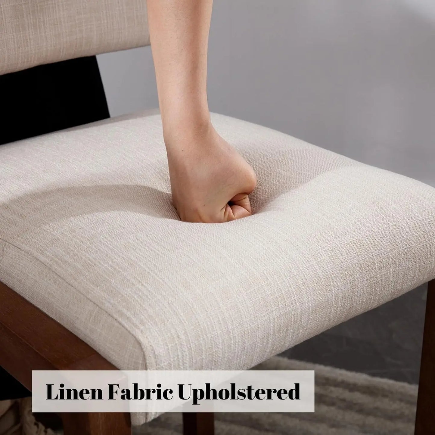 Modern Linen Bar Stools Set Of 4 With Wood Legs 26 Inch