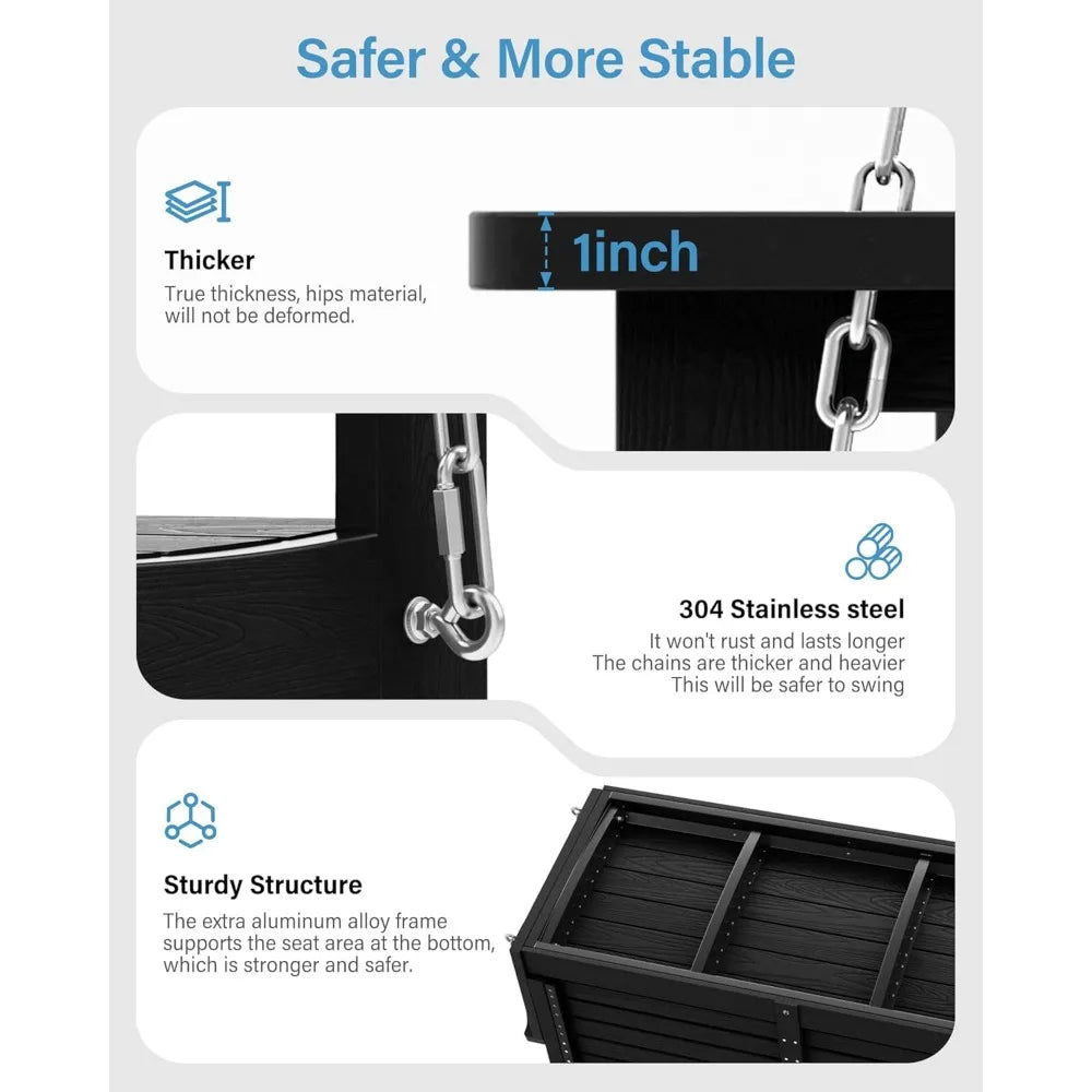 All-Weather Hanging Porch Swing Outdoor 2 Seat Patio Bench