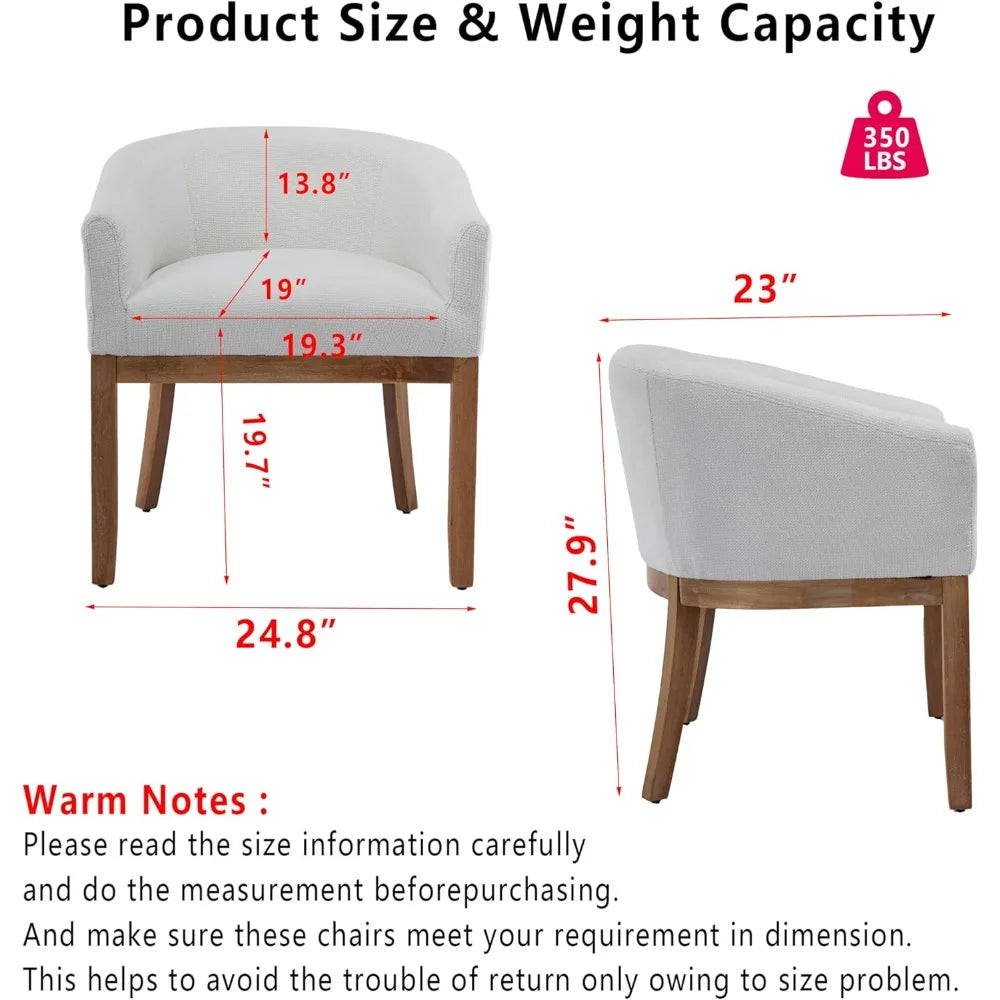 Linen Upholstered Solid Wood Dining Chairs Farmhouse Set