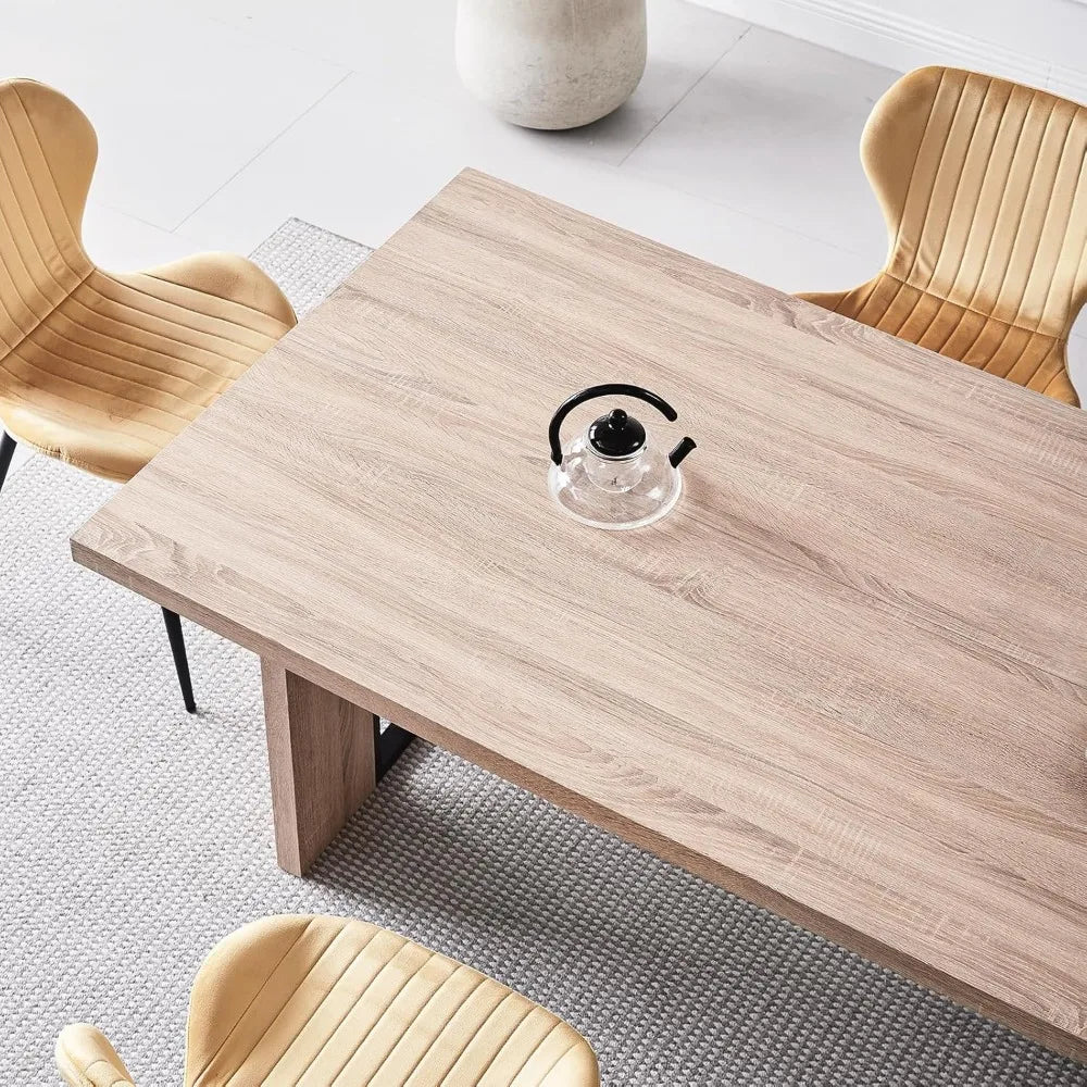 63" Rustic Farmhouse Dining Table With Heavy Duty Legs