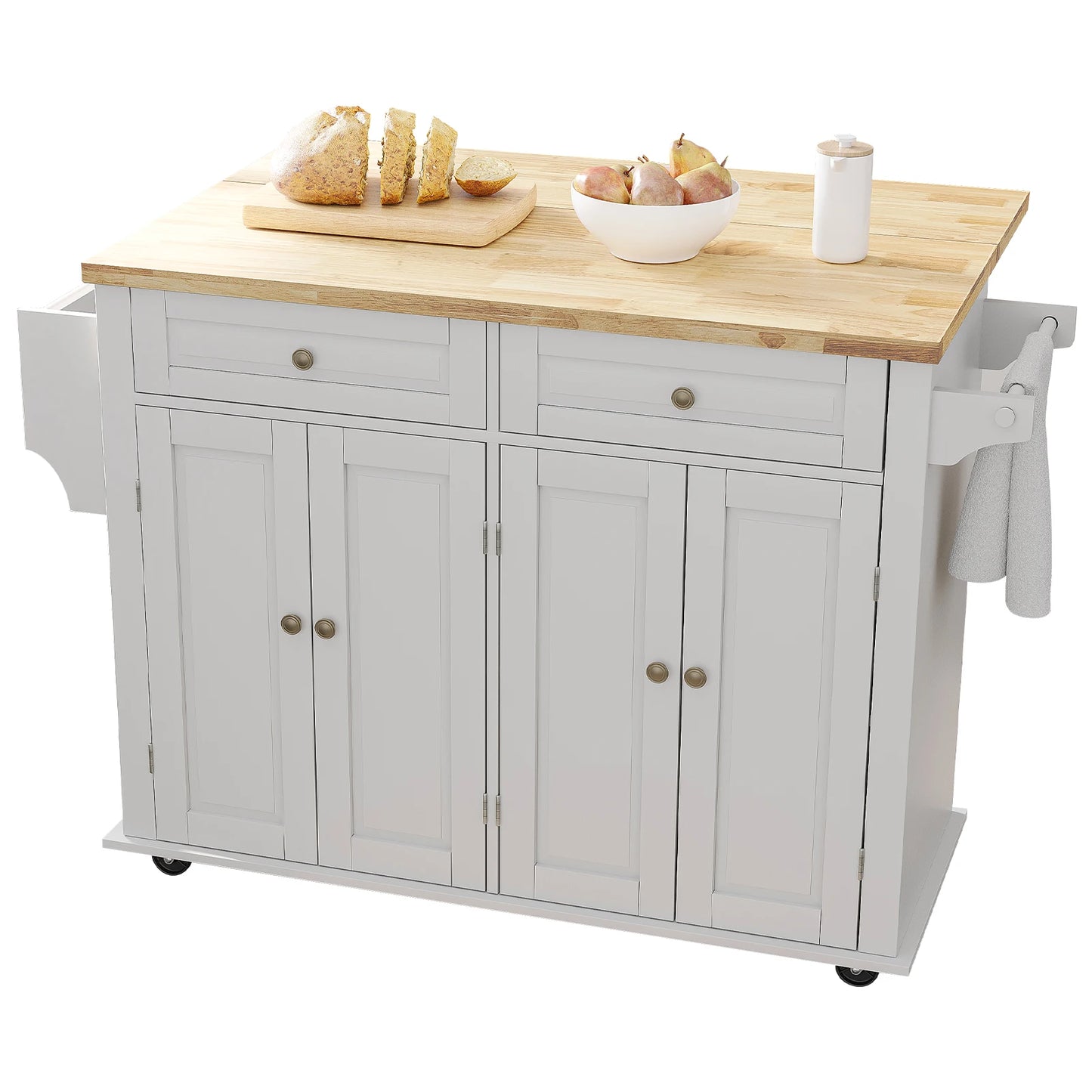 Rolling Kitchen Island With Drop Leaf And Locking Wheels