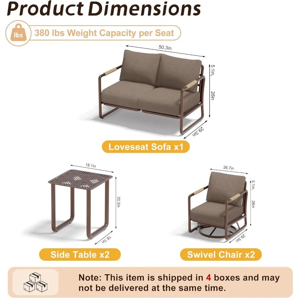 MBY Outdoor Aluminum Patio Set Weatherresistant Four Seat Conversation Furniture