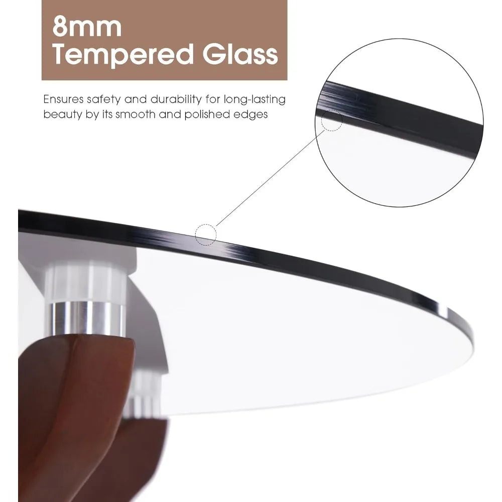 Glass Dining Table For 2 - 4 With Wood Legs Modern