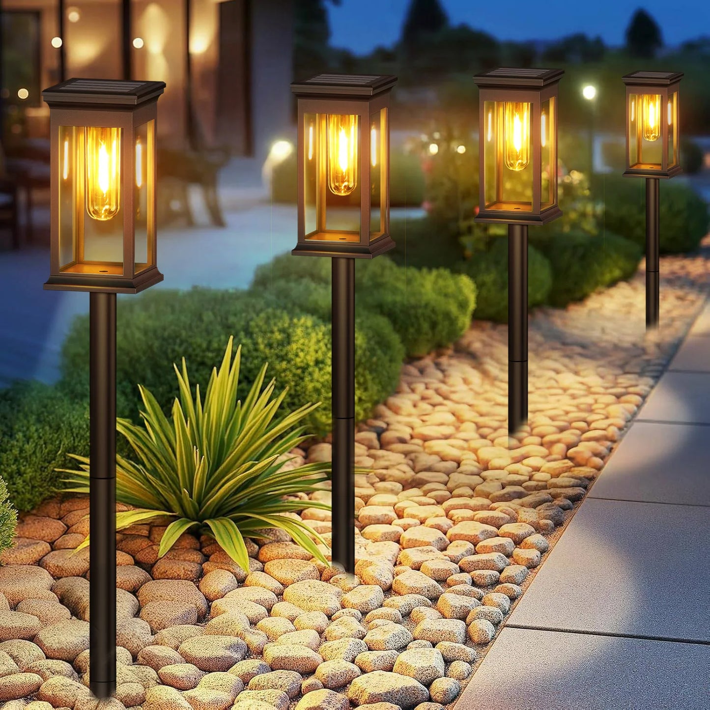Upgraded Solar Lights 2700K Warm White for Yard Walkway