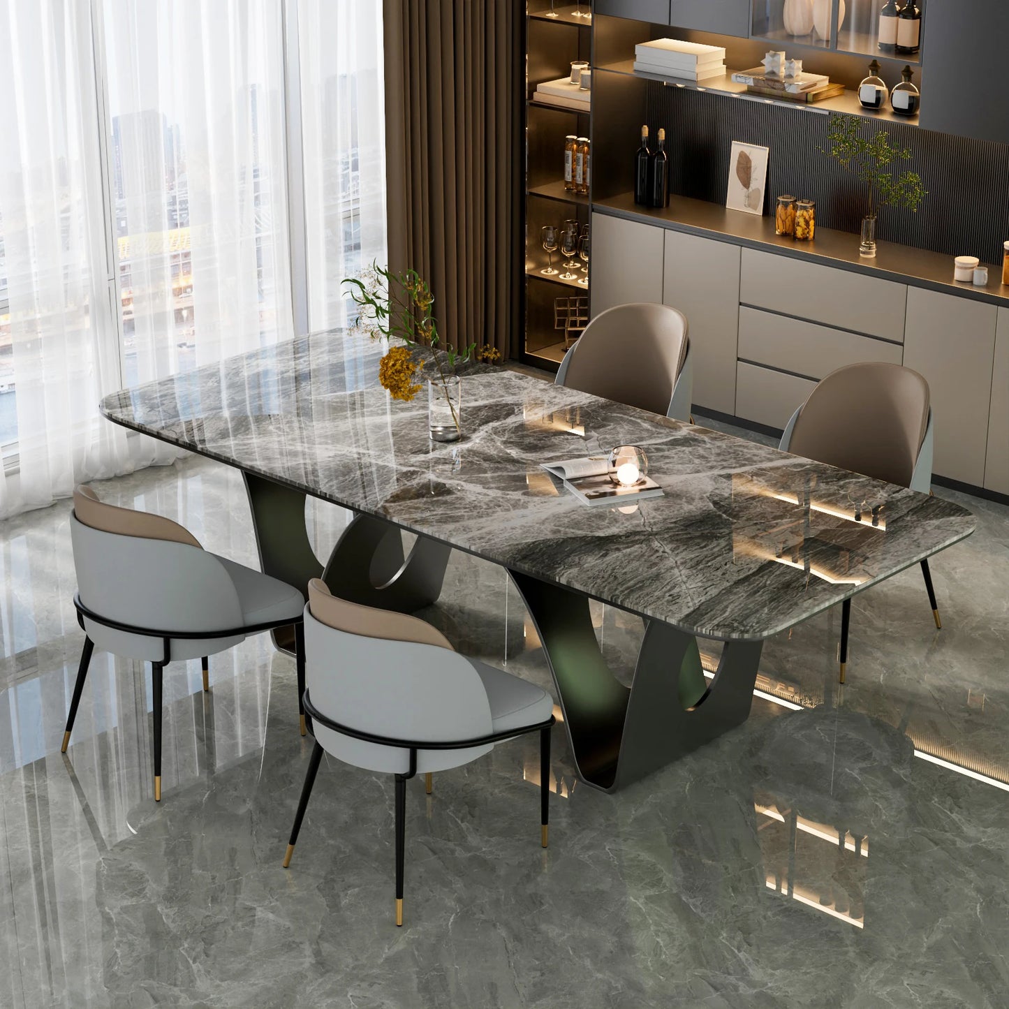 Luvodi Luxury Dining Chairs Set Of Two Microfiber Leather