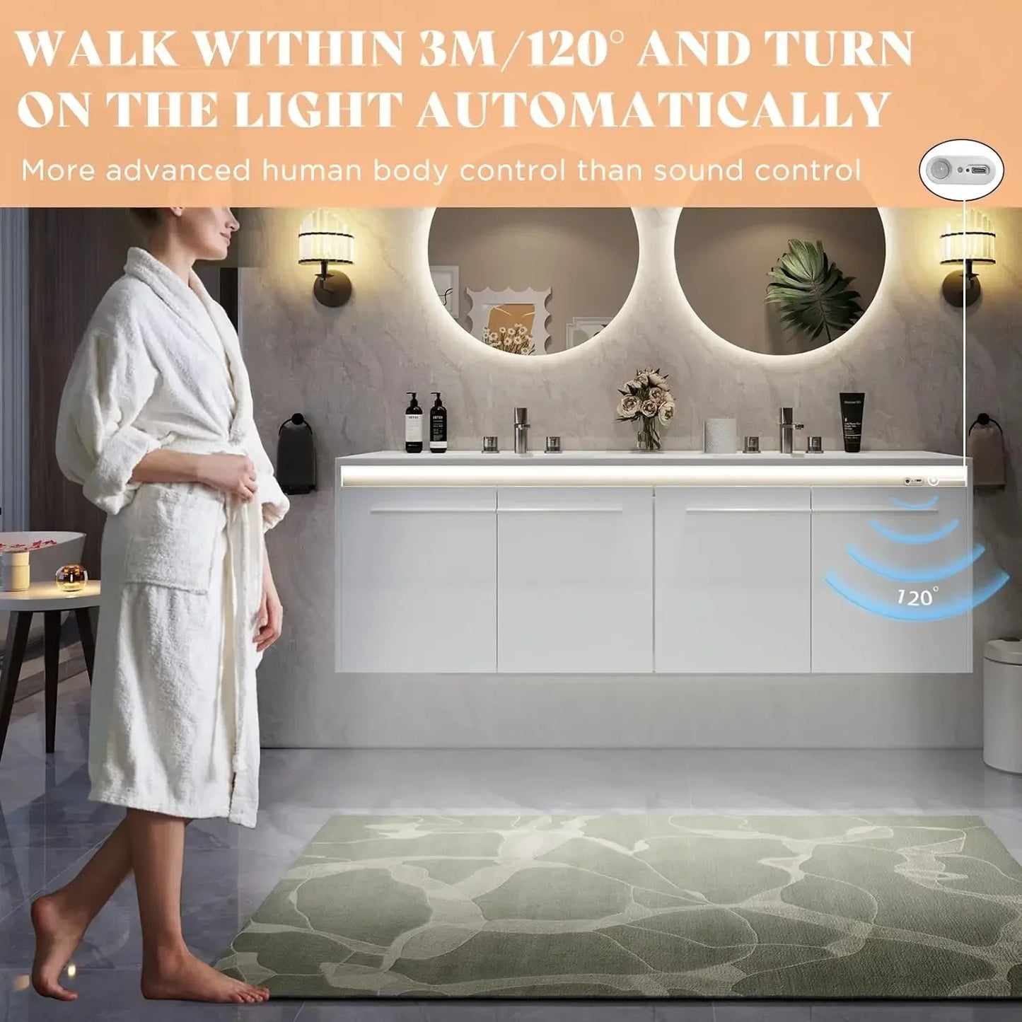 60" LED Floating Double Vanity With Three Hole Sink