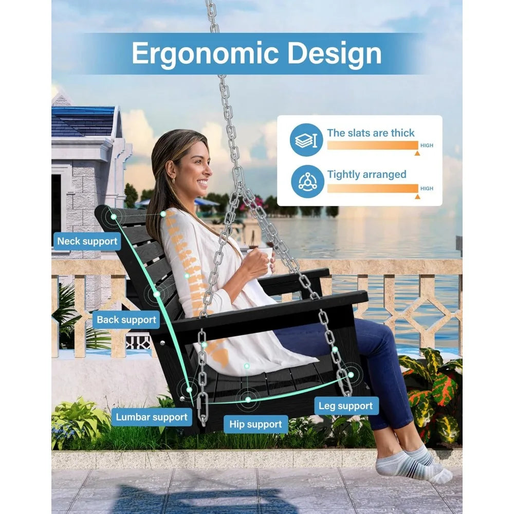 All-Weather Hanging Porch Swing Outdoor 2 Seat Patio Bench