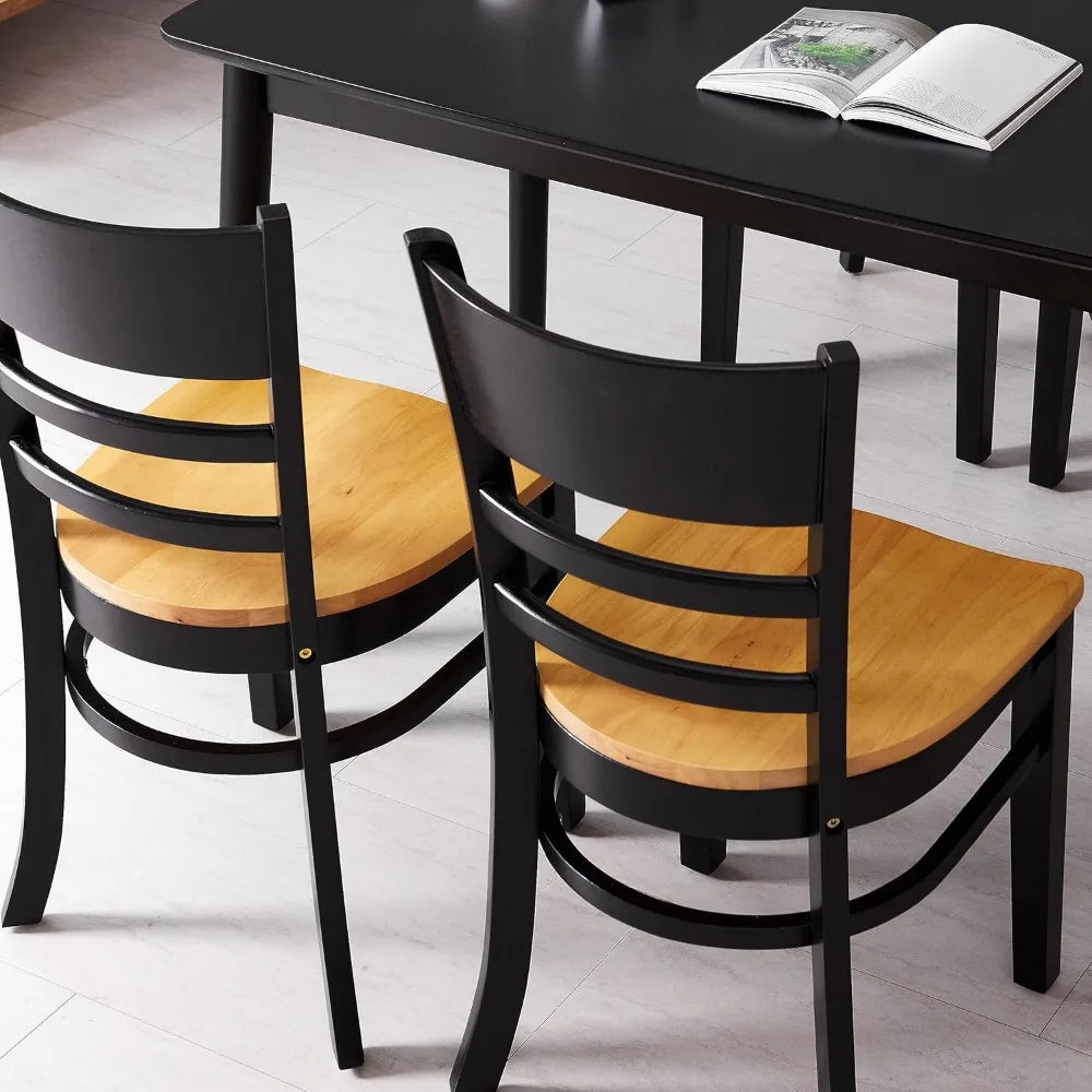 Two Tone Malaysian Oak Ladder Back Dining Chairs Set 2