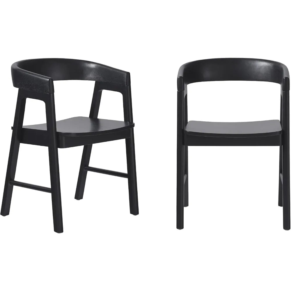 Walker Edison Ezra Modern Solid Wood Dining Chairs Set Black