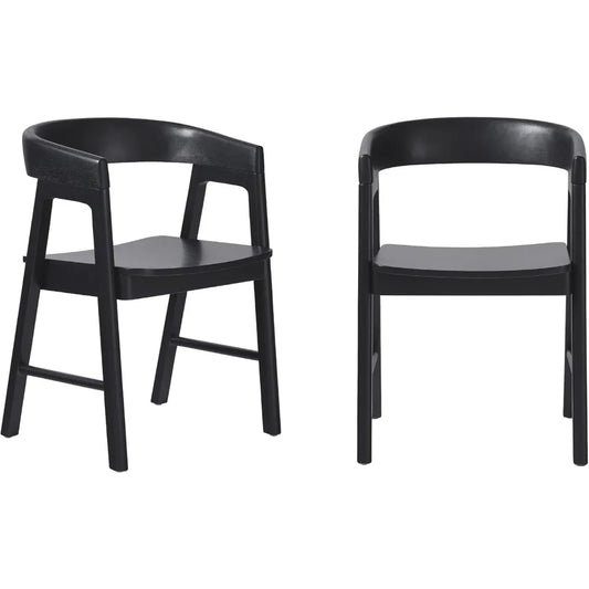 Walker Edison Ezra Modern Solid Wood Dining Chairs Set Black