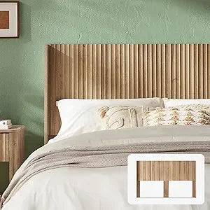 Brooklyn 80.8 Inch Wingback Wood Headboard Only Golden Oak