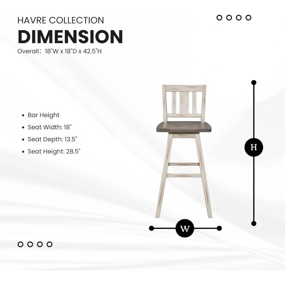 Swivel Bar Height Stools Set of 2 Modern Solid Wood Backs