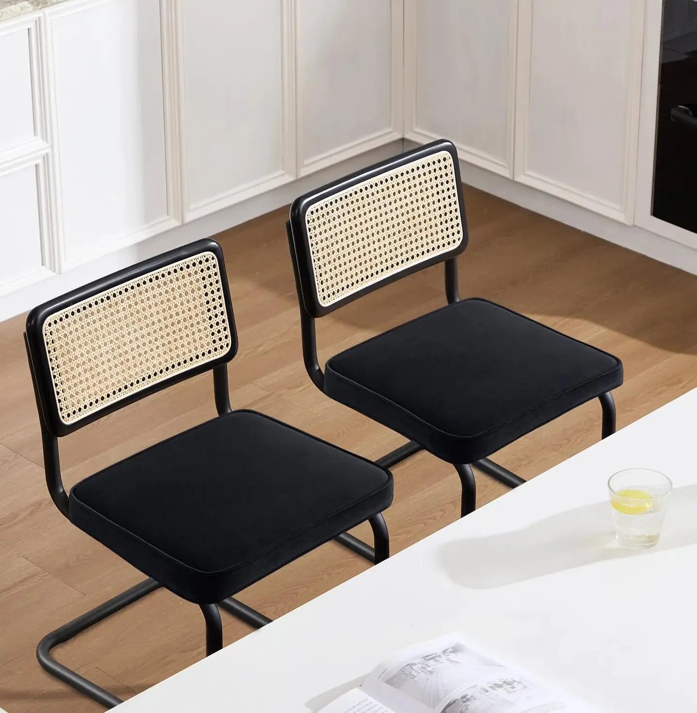 Natural Rattan Dining Chairs Four With Solid Wood Back