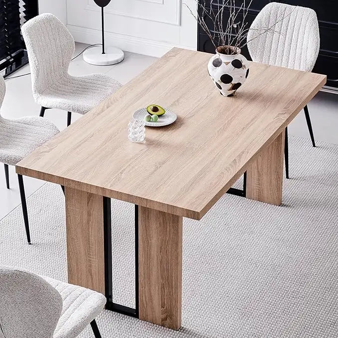 63" Rustic Farmhouse Dining Table With Heavy Duty Legs