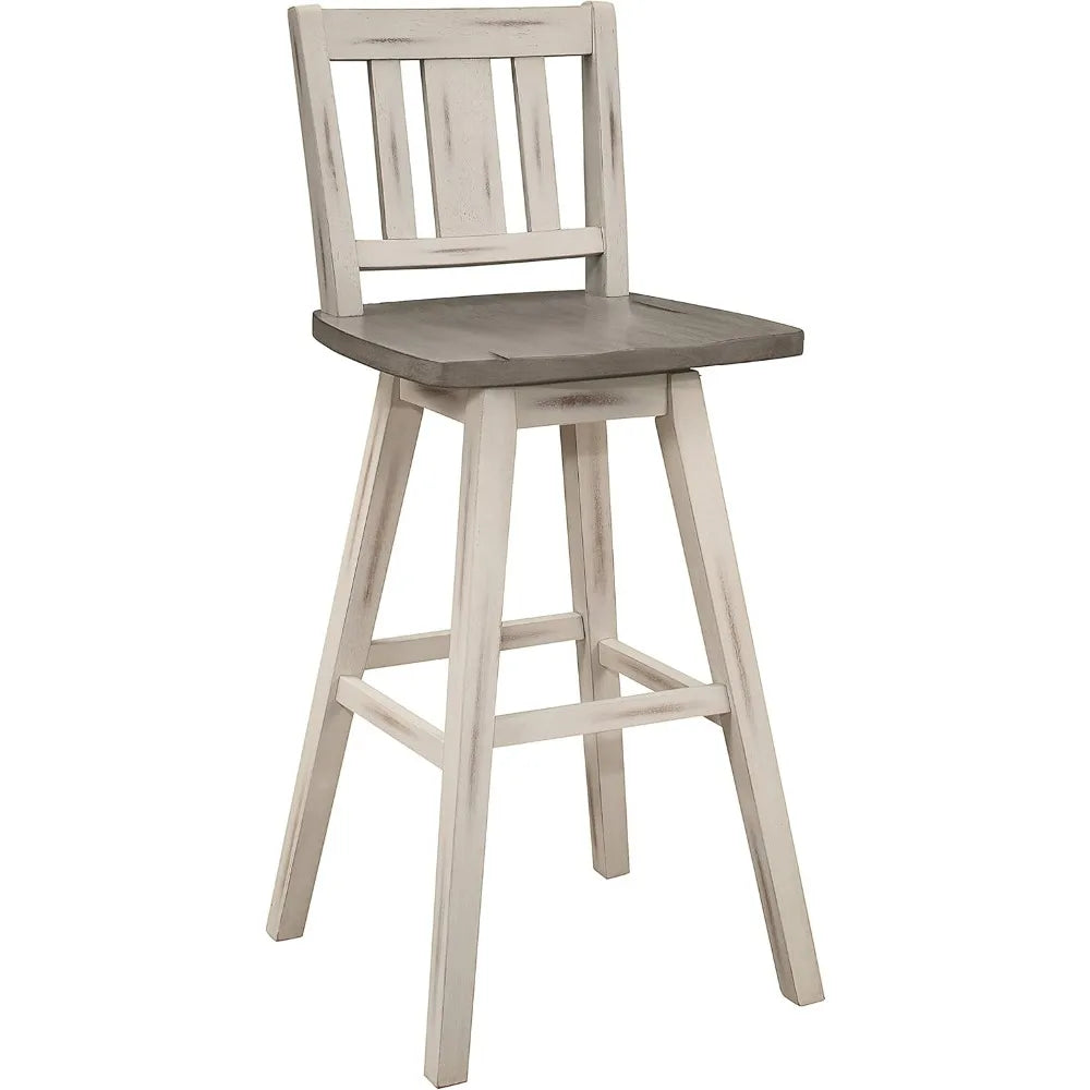 Swivel Bar Height Stools Set of 2 Modern Solid Wood Backs