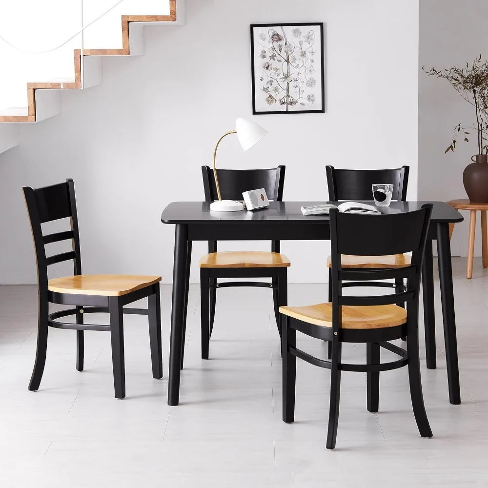 Two Tone Malaysian Oak Ladder Back Dining Chairs Set 2