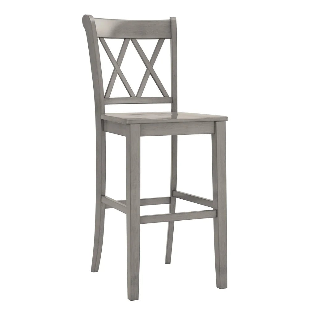 Farmhouse Double X Back Bar Stools,  Set of 2, Rubberwood