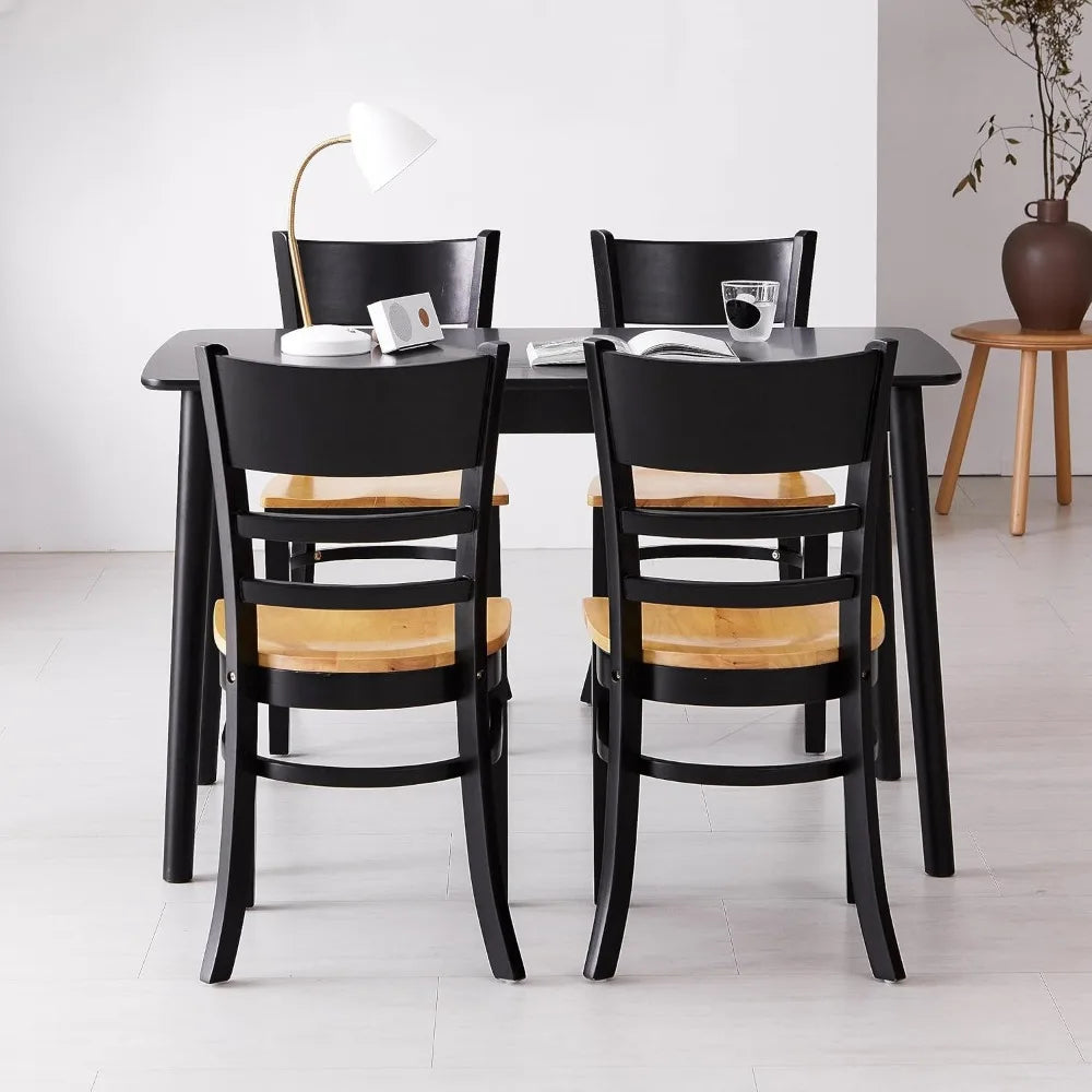 Two Tone Malaysian Oak Ladder Back Dining Chairs Set 2
