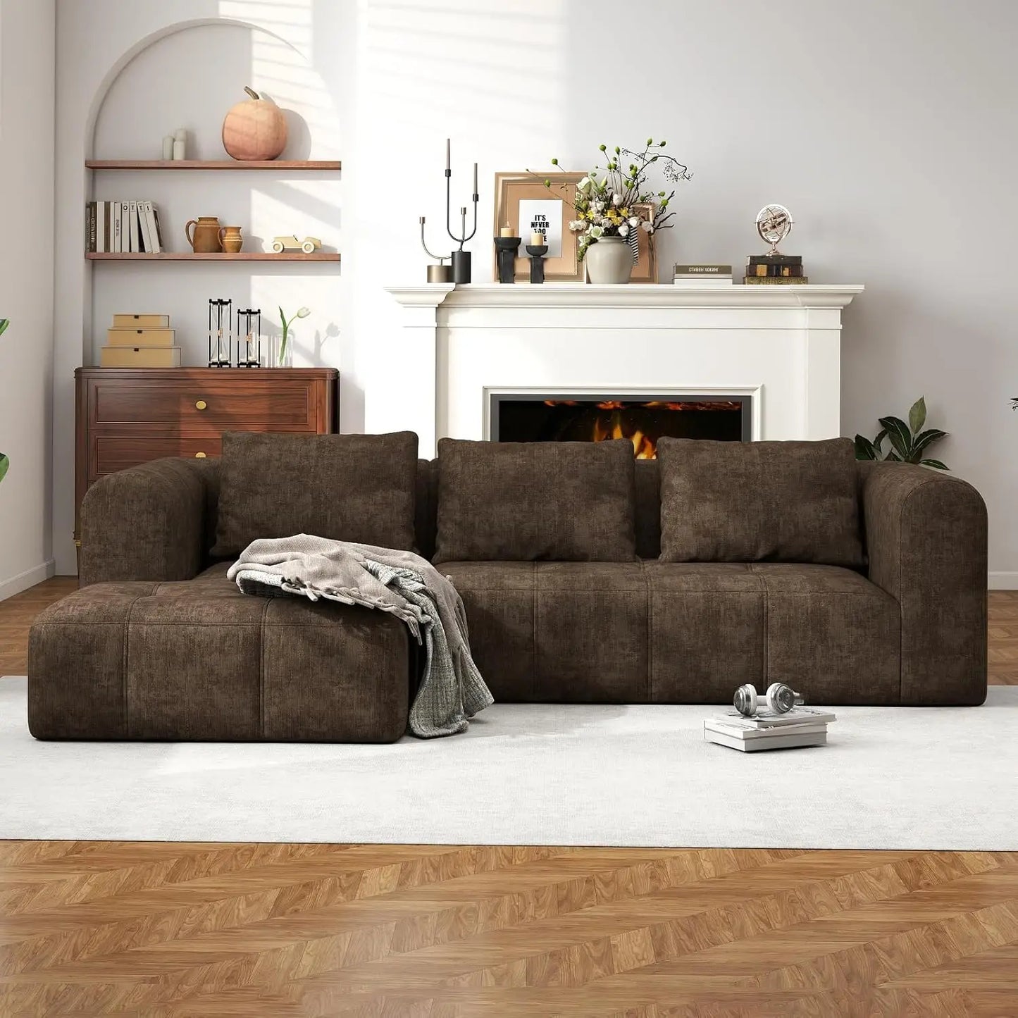 101" L-Shape Modular Sectional Sofa, Cloud Deep Seat